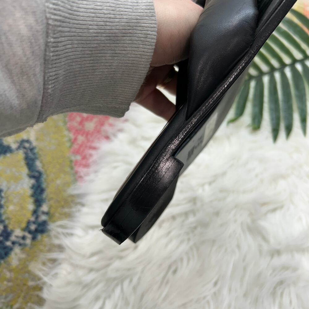 Schutz Black Fairy Slide Sandal 9 Leather Slip On Neutral Minimalist - Picture 6 of 6